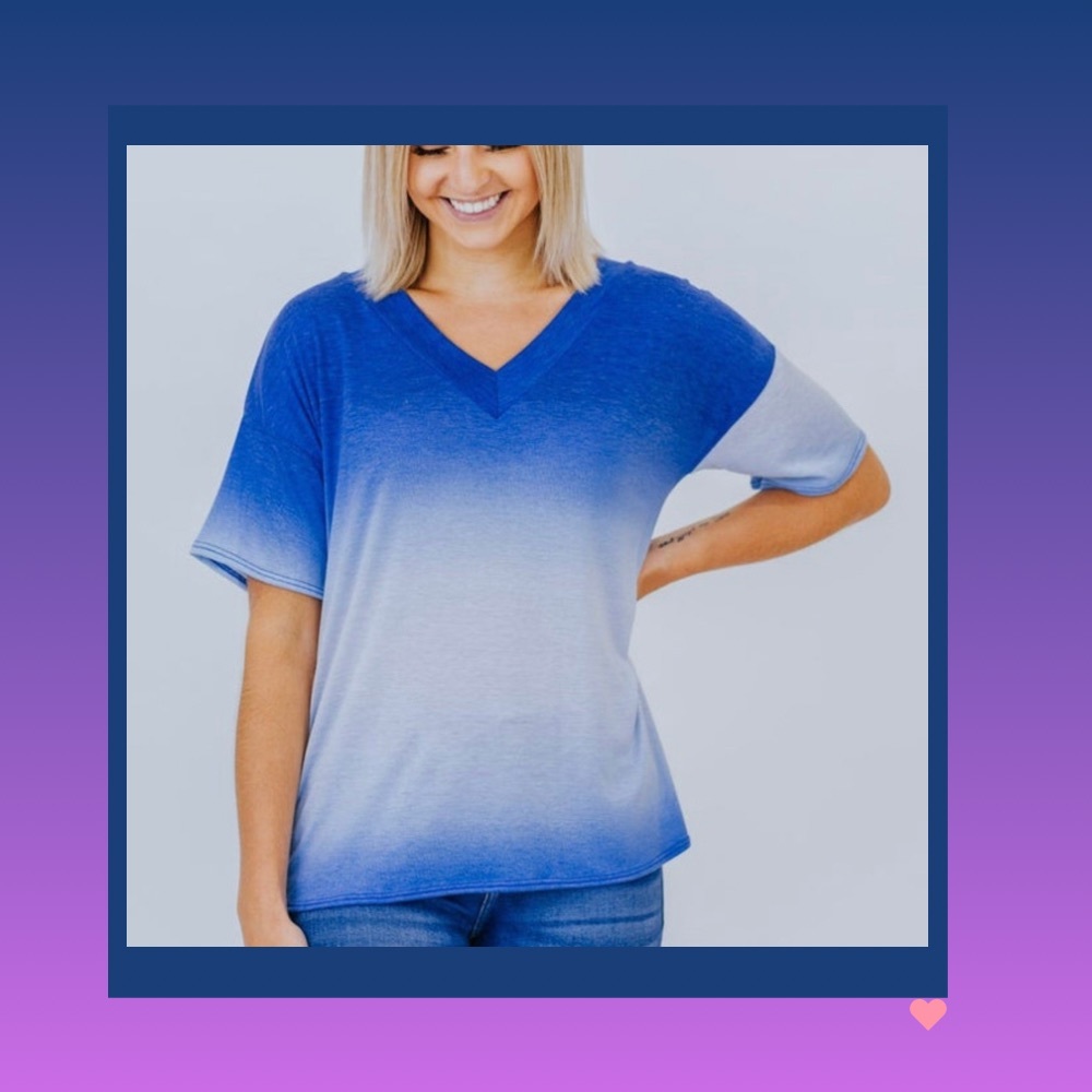 Against The Wind Ombre Top in Navy